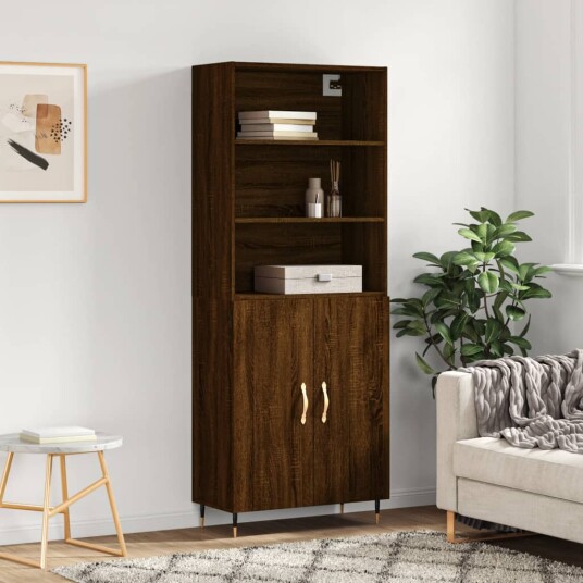 vidaXL Highboard brun eik 69,5x34x180 cm konstruert tre 8720845926038