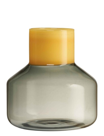 Design Letters Generous Vase Medium Grey MILKY YELLOW/SMOKE H13CM