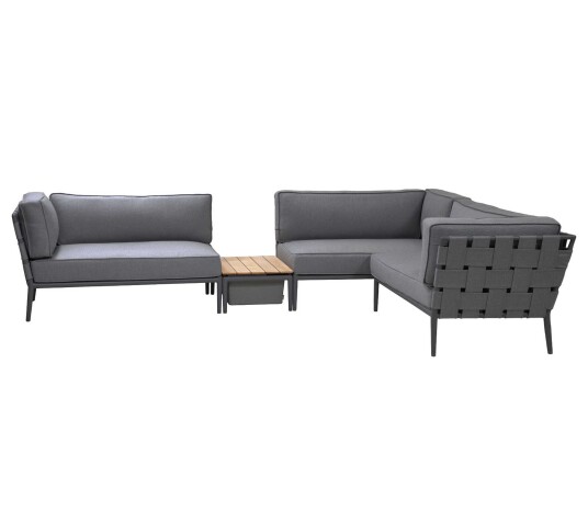 Cane-line Conic sofagruppe Lava grey 2 st venstreende, 1 st høyreende & box/bord Grå