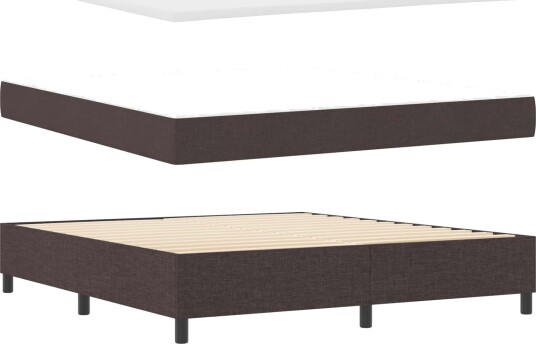 Boksmadrasseng med madrass & LED Mørk brun 180x200 cm stoff