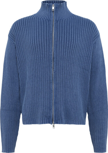 Weekday Relaxed Knitted Zip Cardigan Navy L