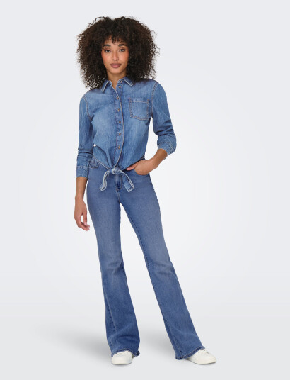ONLY -Onlsevigny Lecey Ls Knot Dnm Shirt Akm - Blue - S