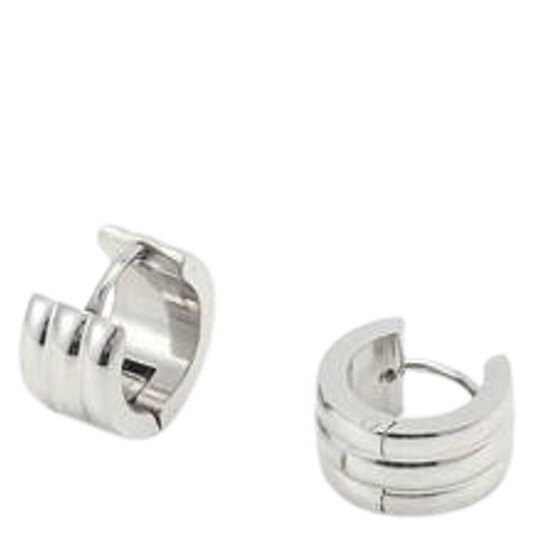 Timi Of Sweden Ruby Triple Huggie Hoop Earrings Silver