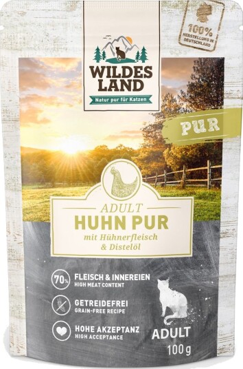 Wildes Land Cat PUR Våtfôr Kylling med Tistelolje 12x100g