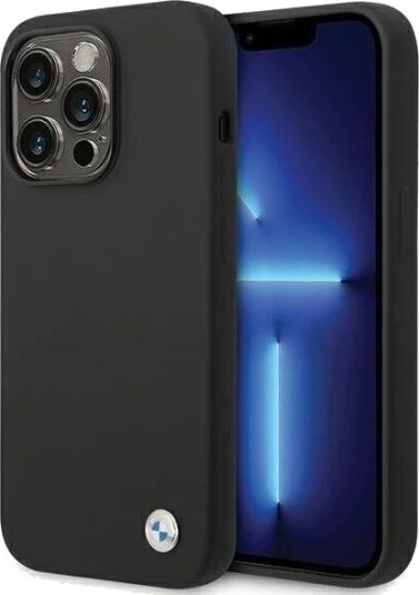 BMW Silicone Metal Logo iPhone 15 Pro Max Case Black