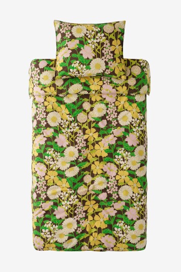 Ellos Home   Sengesett Avery Flower i bomullspercale 2 eller 3 stykker   Brun