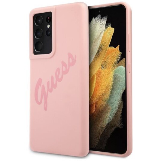 Original Frontpanelveske Guess Guhcs21llsvspi For Samsung S21 Ultra (Script Vintage/Pink)