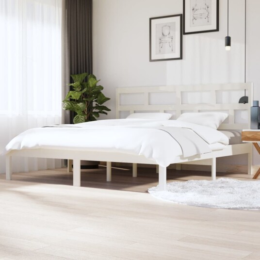 vidaXL Sengeramme hvit heltre furu 200x200 cm vidaXL Sengeramme hvit heltre furu 200x200 cm