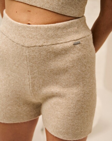Aim’n Beige Soft Knit Shorts - S