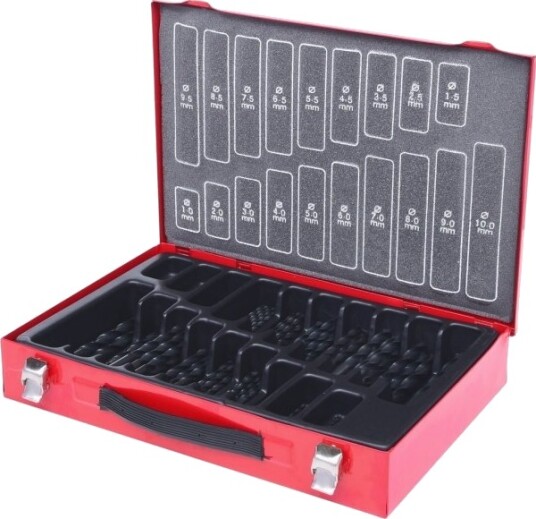 Ks Tools 330.1640, Drill, Drill Bit Set, Høyrehåndsrotasjon, Metall, Plast, Tre, 118°, Rolled High-Speed Steel (Hss-R)