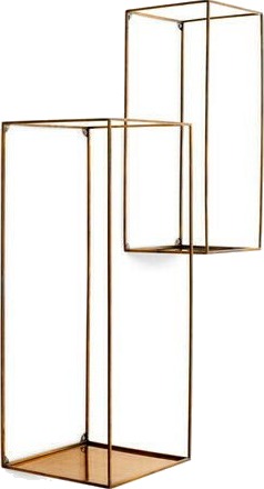 Deco Rectangular Wall Rack Vintage Brass Set of 2