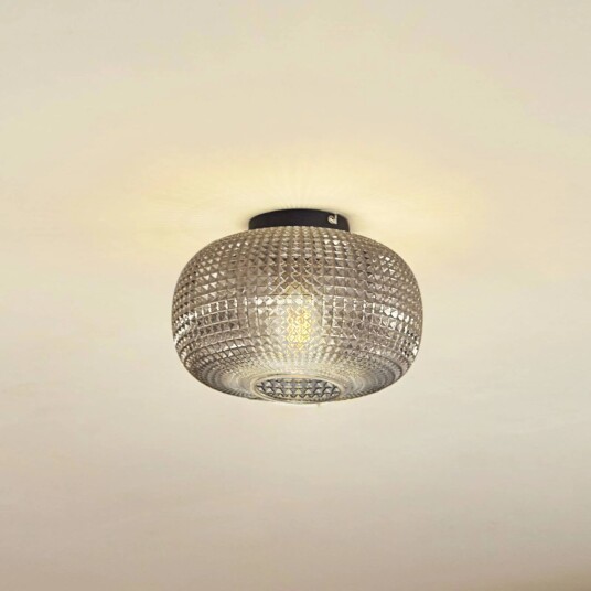 Lindby taklampe Hildur Ø 25 cm røykgrå glass