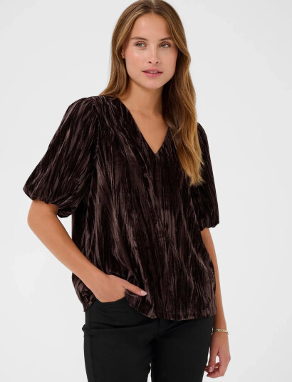 Kaffe Kaelva Jersey Blouse - Brown - XS