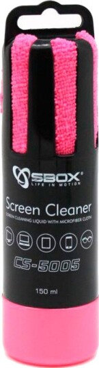 Sbox CS-5005P Skjermrens med mikrofiberklut (150ml) Rosa