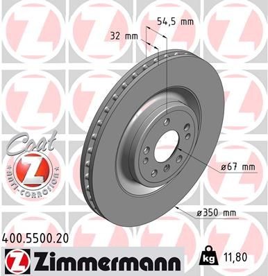 Bremseskive ZIMMERMANN 400.5500.20 Bremseskive ZIMMERMANN 400.5500.20