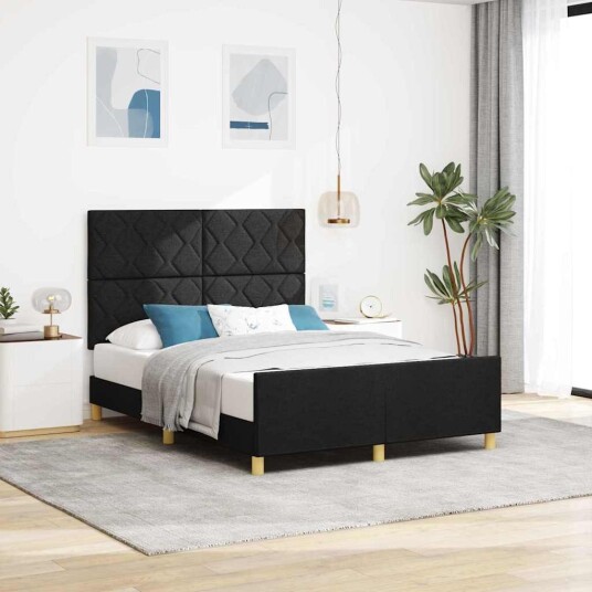 Senge RAMME Svart 140x190 cm Stoff