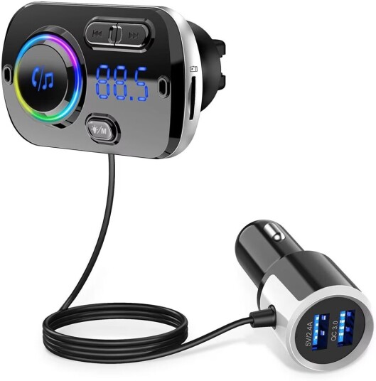 INF Trådløs FM-sender for bilen, Bluetooth 5.0 - Svart