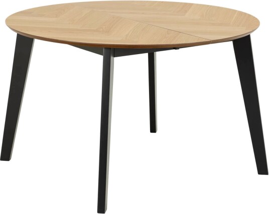 Georgetown spisebord Ø120/198 cm inkl. 2 tilleggsplater sildebein eik dekor.
