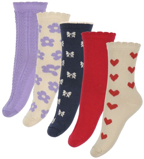 Minymo Socks W. Pattern (5-Pack) Pink 15\18 Minymo Socks W. Pattern (5-Pack) Pink 15\18
