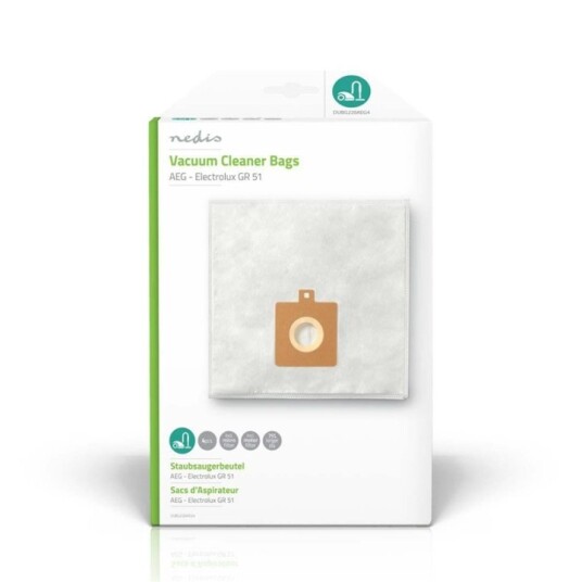 Nedis Støvsugepose 4 stk.  Syntetisk  Mest solgt for: AEG / Electrolux  Hvit