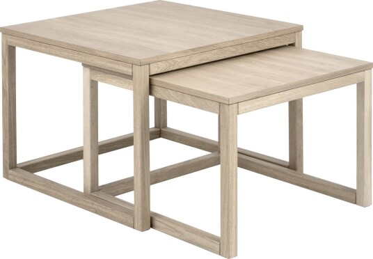 Arnish Settbord 70 cm 2 Bord - HvitglasertEik