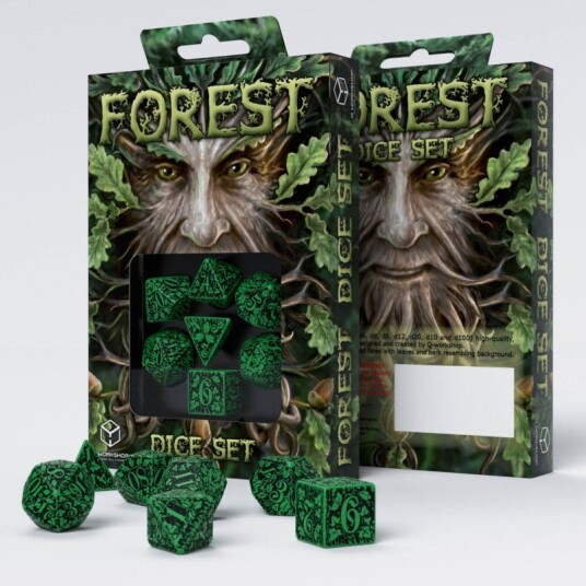 Forest 3D Poly Green /Black (7) Terningsett - Rollespill fra Outland