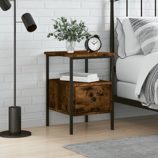 vidaXL Nattbord røkt eik 34x36x50 cm konstruert tre