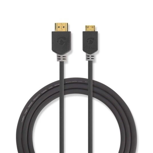 Nedis High Speed HDMI ™ kabel med Ethernet | HDMI ™ -kontakt | HDMI ™ minikontakt | 4K@60Hz | 18 Gbps | 2.00 m | Rund | PVC | Antrasitt | Vindus boks