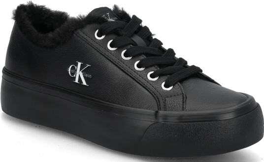 Calvin Klein Vulc Flatf Laceup Lth Fur Black 36 x 36 Calvin Klein Vulc Flatf Laceup Lth Fur Black 36 x 36