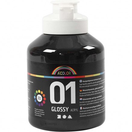 A-Color A-Color akrylmaling svart 01 blank 500 ml