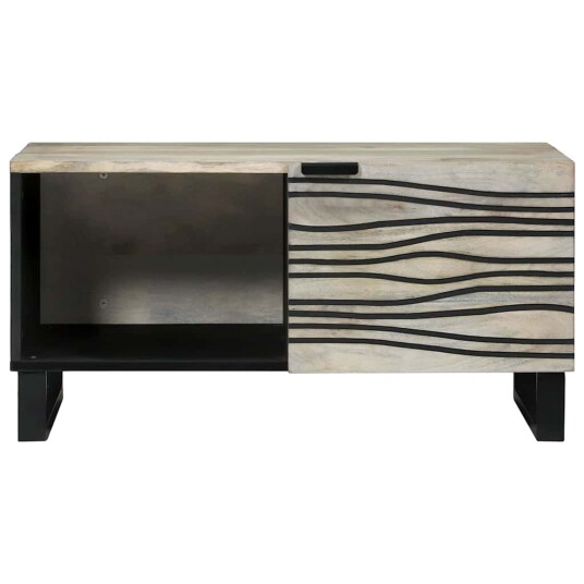  Kaffebord Hvit Svart 80 x 50 x 40 cm Massiv mango tre