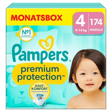 Pampers Premium Protection , størrelse 4 Maxi, 9-14 kg, månedlig boks (1x 174 bleier)