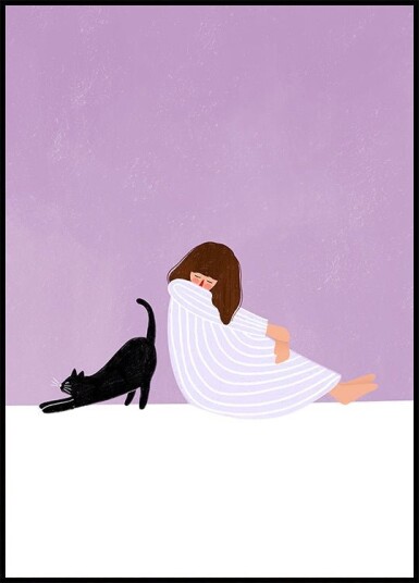 Girl and Cat Poster Plakat / 50x70cm