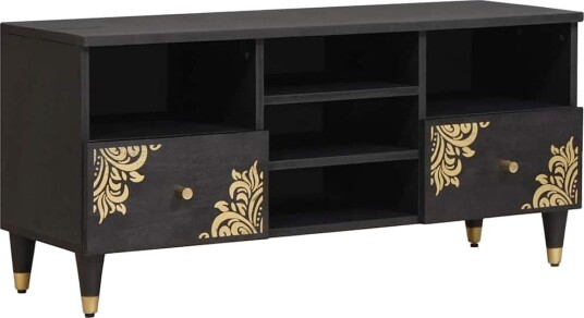 TV skap Svart 100 x 33 x 46 cm Massiv mango tre TV skap Svart 100 x 33 x 46 cm Massiv mango tre