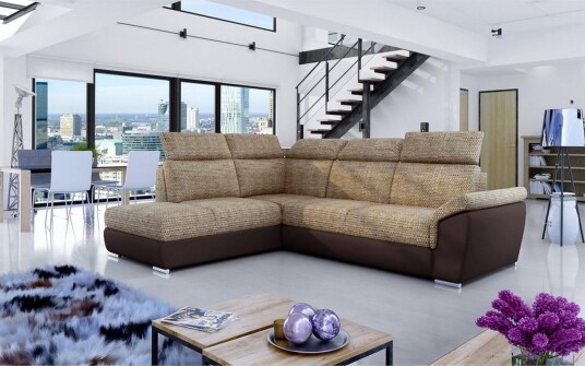 Seksjon Eltap Loreto 260x210x102 cm Berlin 03 myk 66 beige mørk brun Venstre