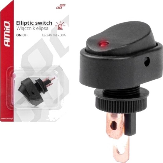 Amio Bryter/Vippebryter I Ellips Med Lys 12V/24V Amio 03089 Amio Bryter/Vippebryter I Ellips Med Lys 12V/24V Amio 03089