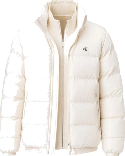 Calvin Klein Jeans Ls Nyln Zp Off Hod Down Pufr Jkt   Cream   S