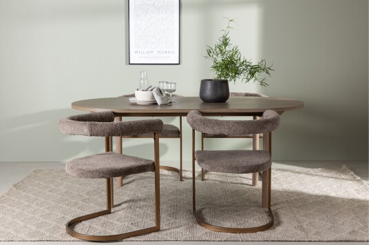 Venture Home Andy Spisegruppe 180 cm Oval med 4 Morning Stoler Brun