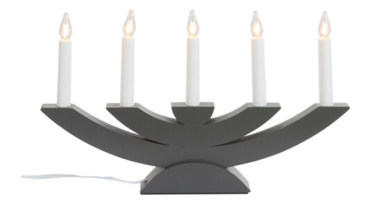 Star Trading Navida 24 cm Adventsstake med 5 Lyskilder i Grafitgrå Metall