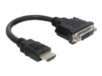 Delock HDMI til DVI-I adapterkabel 20 cm - støtter 1080p - svart