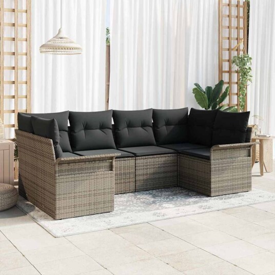 vidaXL Hagesofa Set 6 stk. Grå Poly rattan