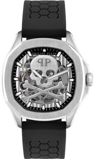 Philipp Plein Herreklokke PWRAA0123 High Conic Sølvfarget/Gummi Ø42 Philipp Plein Herreklokke PWRAA0123 High Conic Sølvfarget/Gummi Ø42