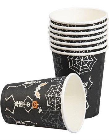 8 stk Halloween Pappkrus 270 ml med motiv av Dansende Skjelett 8 stk Halloween Pappkrus 270 ml med motiv av Dansende Skjelett