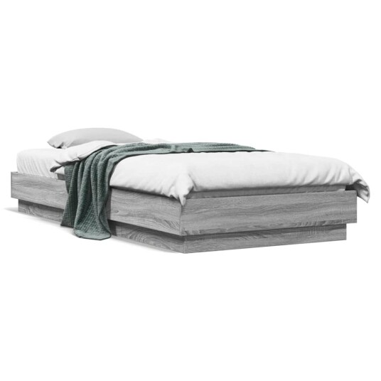  Sengeramme med LED-lys grå sonoma 100x200 cm 8721012285620