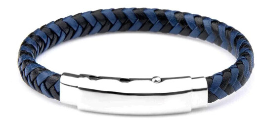 Chanfar armbånd i ekte skinn Blå/svart Chanfar armbånd i ekte skinn Blå/svart