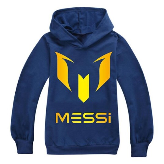 Messi Hoodie Fotball Superstjerne Jenteklær Barn Mote Gutter Messi Hoodie Marineblå Marineblå Navy blue 140 cm