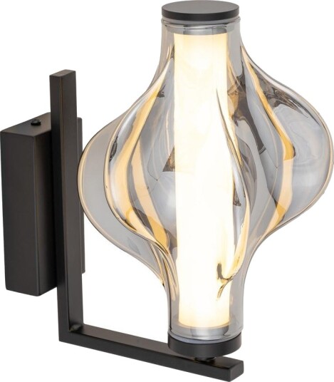 Elva vegglampe 8W 3000 Kelvin Svart / Røykfarget