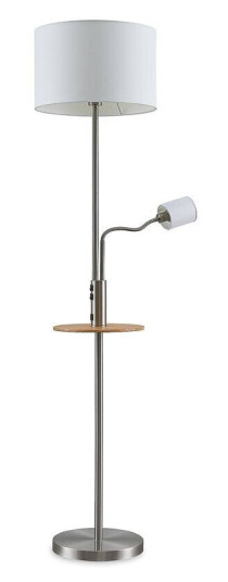Lindby Aovan gulvlampe med hylle og USB, nikkel Lindby Aovan gulvlampe med hylle og USB, nikkel