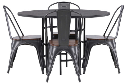 Venture Design Copenhagen & Tempe spisegruppe Valnøtt/svart 4 stoler & bord 115 cm