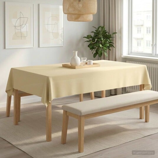 vidaXL Bordduk Rektangulær Kremhvit 140 x 220 cm Polyester